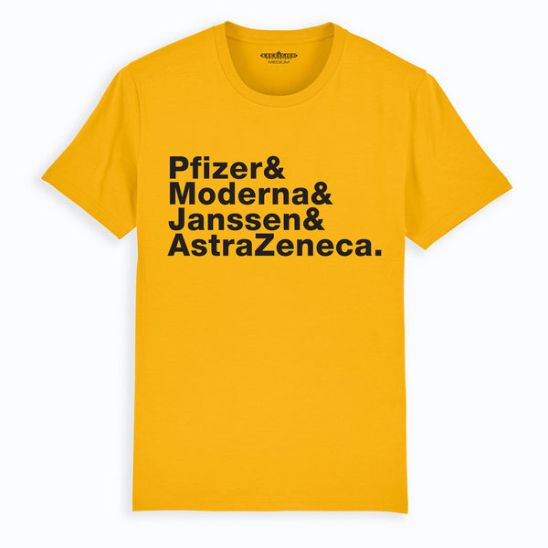 Vaccina-t-shirt geel